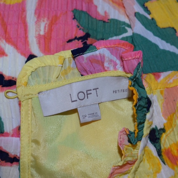 LOFT Floral Print Ruffle Tiered Swing Dress - Picture 8 of 8